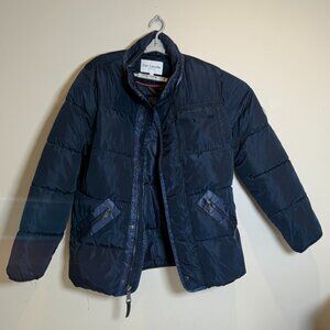 Guy Laroche Homme Navy Puffer Jacket | Size Large | Down Blend Quilted Coat